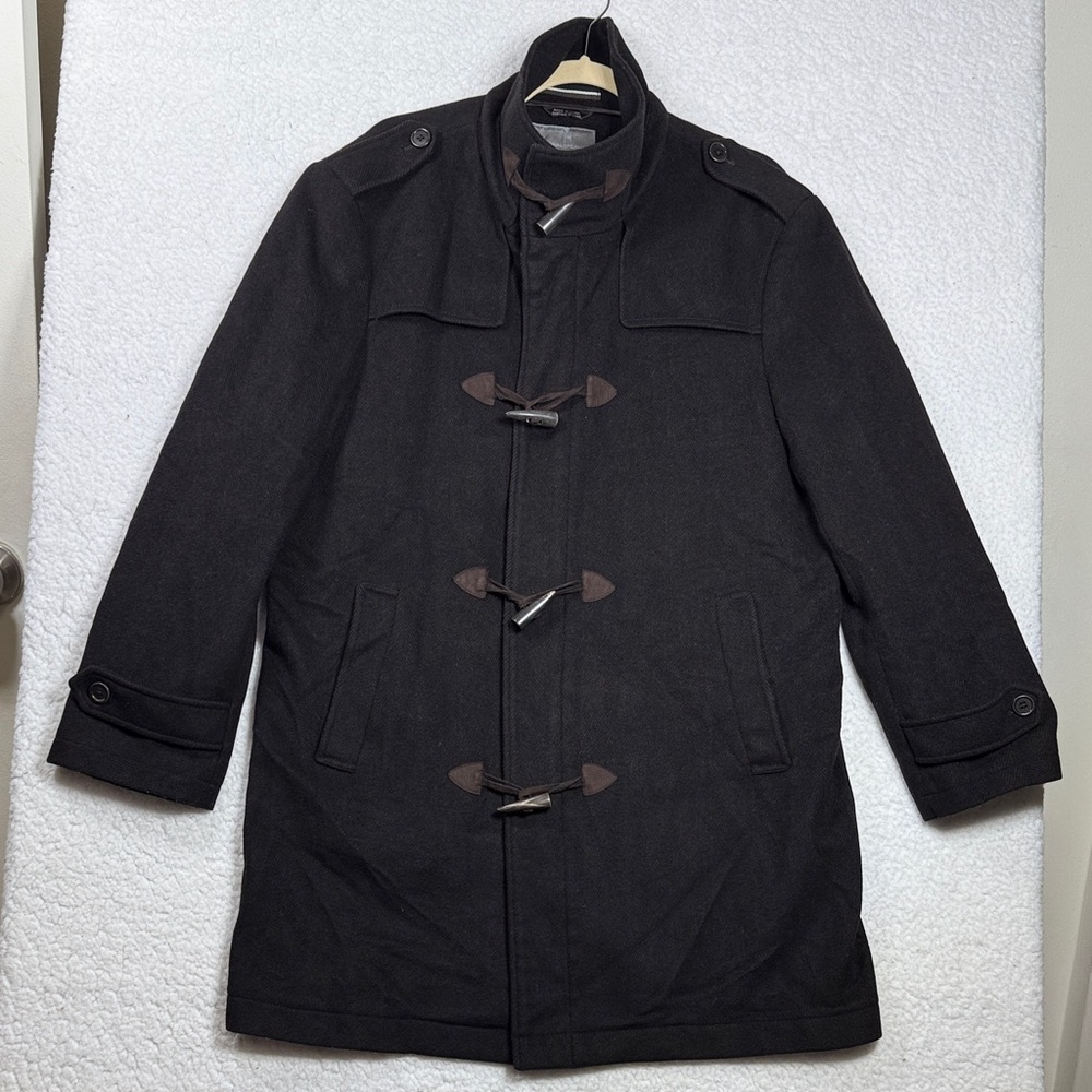 (C4) VTG Canadian Cardinal,Men'Wool broum coat with high collar antler buttons,M